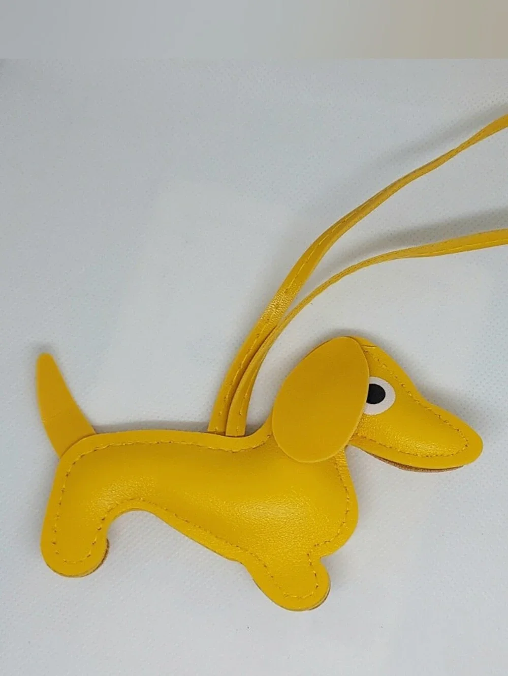 Dachshund Faux Leather Keychain Bag Purse Charm Yellow NWT